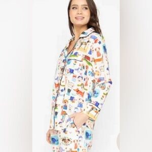 bon artis painted dog cotton pajamas top ling sleeves sz xl